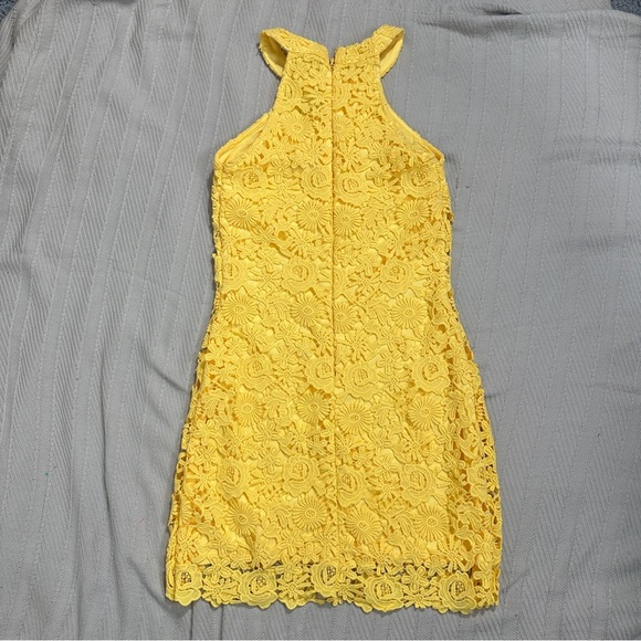 Lulus "Love Poem" mini dress, yellow, spring, summer, lace, no size tag - Picture 4 of 10